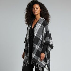 BCBGenertion Plaid Ruana Wrap